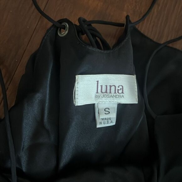 Black Luna Shirt Silk - Size Small Spaghetti Strap Shirt Tank - Picture 3 of 4